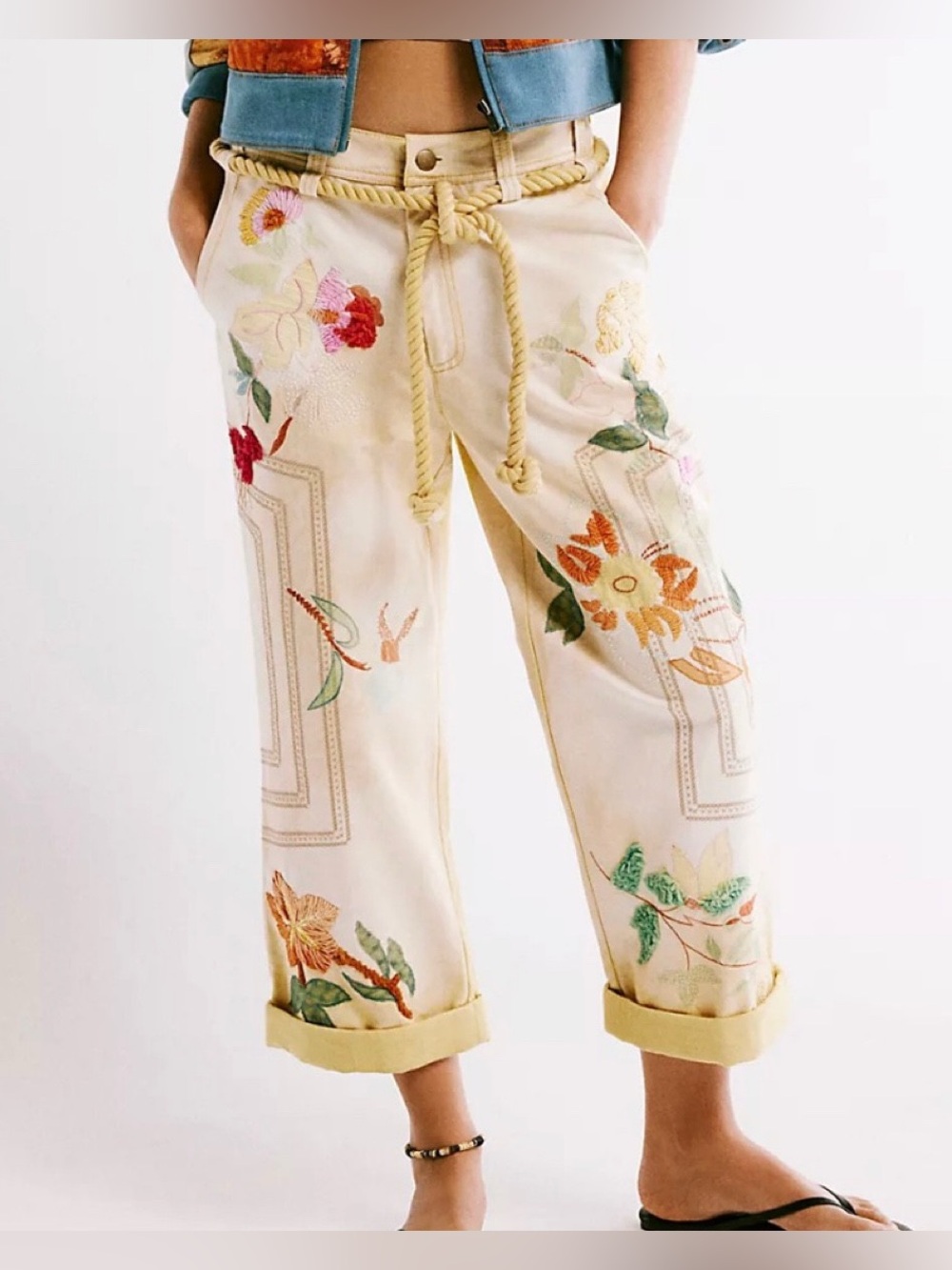 Free People/We The Free Electric Sand Embroidered Jeans